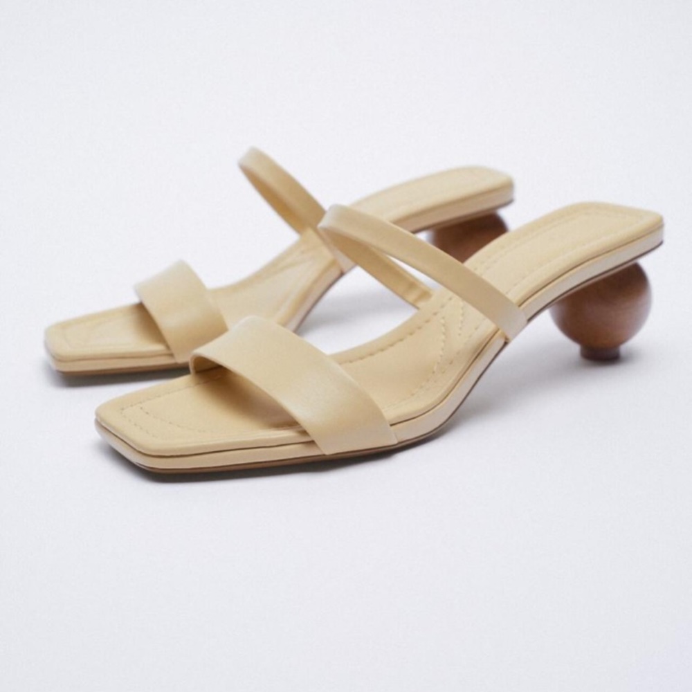 ZARA Wooden Heel Leather Sandal